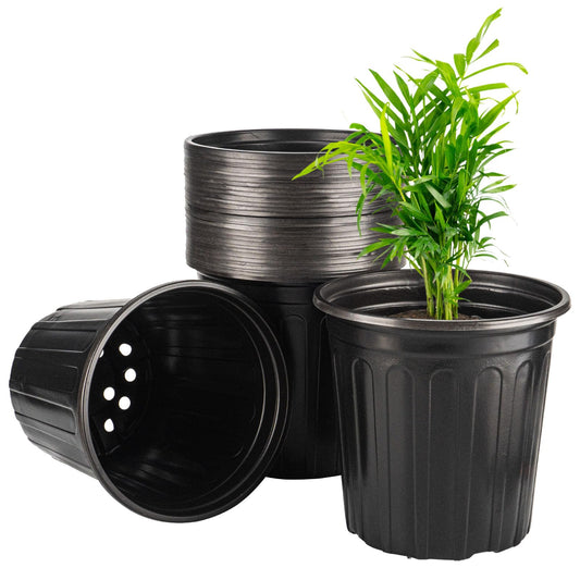 30Pack 2 Gallon Plant Nursery Pots, Thickened Soft Plastic Seedling Starter Pots, Plastic Plant Container with Drainage Hole for Indoor Outdoor Flower Seed,Succulents,Cuttings,Transplanting - Black