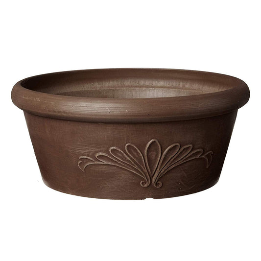 Arcadia Garden Products PSW TA30C Plastic/Stone/Wood Composite Bulb Pan – No Drainage Hole (Drillable), Planter Bowl for Succulents, Bonsai, Fairy Gardens, Herbs,12-Inch, Chocolate
