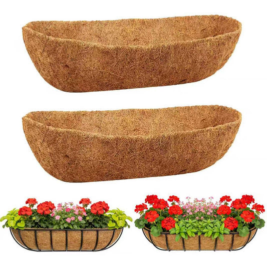 DONGXYTWH 2-Pack 24 Inch Coco Liners for Planters – Trough Coco Liner for Window Box, Fence Flower Baskets | Coco Liners for Hanging Baskets, Planter Box Liner, 24 Inch Coconut Liners for Planters.
