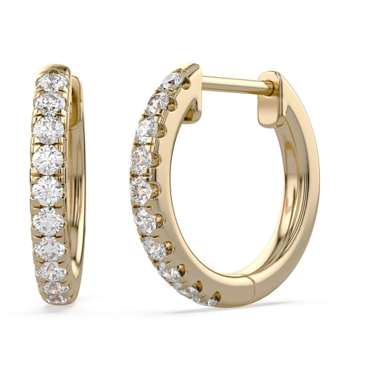 Huggie Hoop Earrings For Women, 1/4 Carat Round Shape Lab Grown Diamond Wedding Bridal Hoop Earrings In 14K Yellow Gold Over Sterling Silver Jewelry for Her (0.25 Cttw)