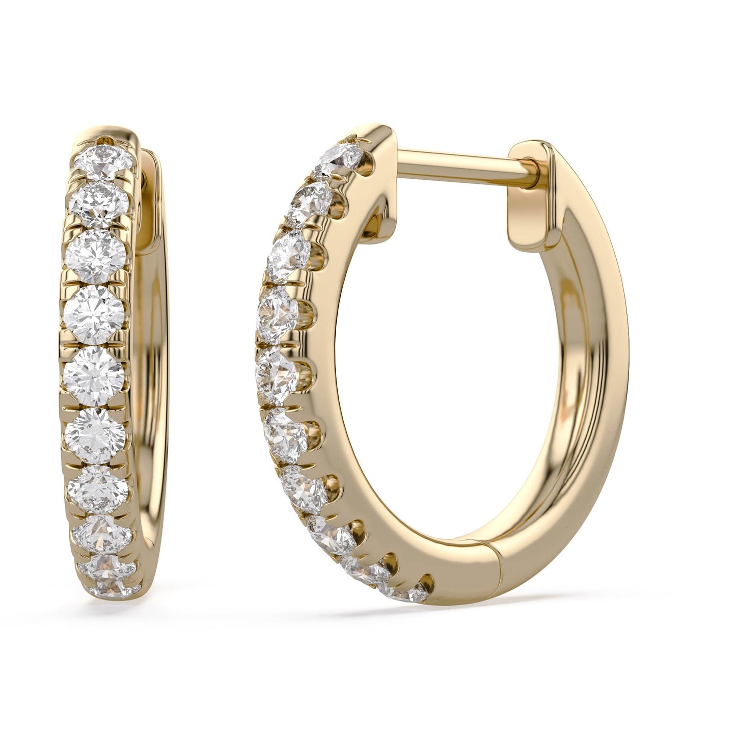 Huggie Hoop Earrings For Women, 1/4 Carat Round Shape Lab Grown Diamond Wedding Bridal Hoop Earrings In 10K Solid Yellow Gold Jewelry for Her (0.25 Cttw)