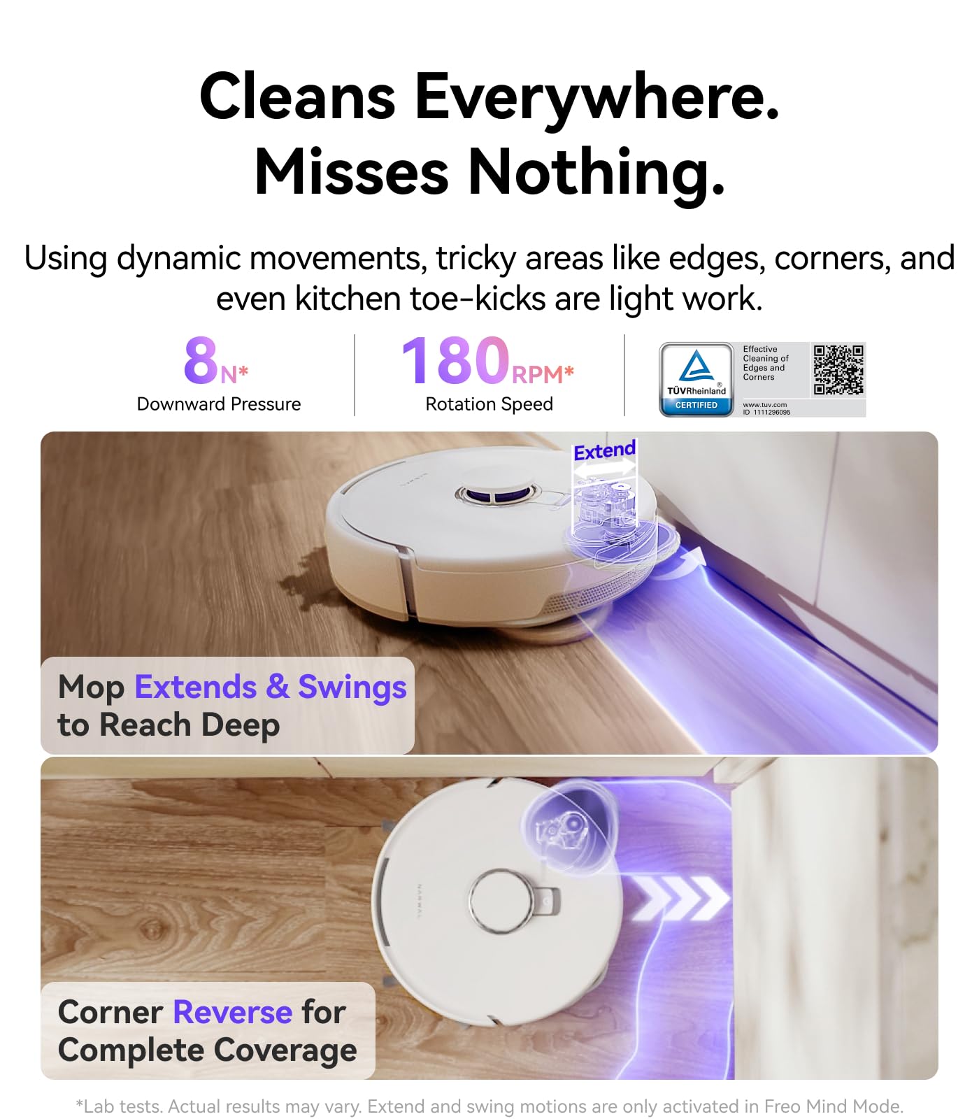 NARWAL Freo Z10 Robot Vacuum and Mop Combo, Tangle Free Robot Mop, 15,000Pa Suction, Adapts to Hard-to-Reach Areas, Self-Emptying, Mop Washing & Drying, Obstacle Avoidance, for Pet Hair & Hard Floor