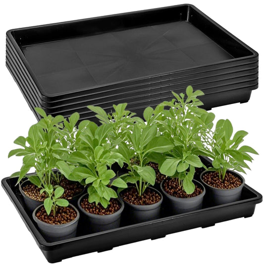 ZAVOOS 6 Pack Nursery Potting Trays, Plastic Seedling Starter Tray with No Drain Holes, Easy Watering Flat Garden Plant Growing Tray for Indoor Greenhouse Germination, 17.3'' x 11.6'' x 1.3''