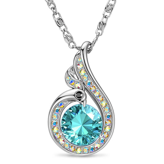 Kate Lynn Phoenix Birthstone Necklaces for Women Pendant Necklace Crystal Jewelry, Birthday Gifts for Women Wife Girlfriend Mothers Day Gift for Mom Daughter Unique Lady Christmas Jewelry Gift for Her, December Birthstone Turquoise Necklace