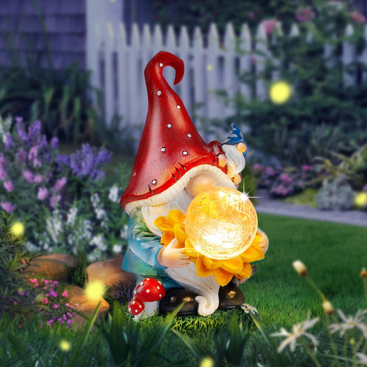 SUCUY Solar Gnomes Garden Decor Outdoor Statues, Christmas Gnomes Gardening Gifts for Women Mom, Gnomes Decorations for Yard with Sunflower Decor Solar Lights for Outside, Patio, Lawn, Porch Decor