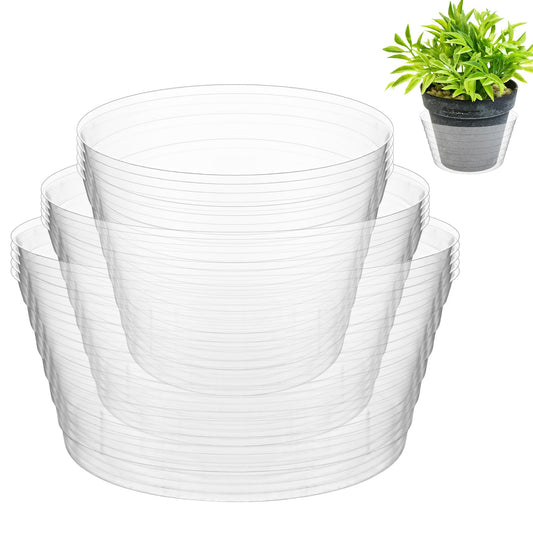 Hoolerry Plastic Plant Saucer Clear Deep Drip Tray Thickened Clear Plant Saucers Trays for Pots Deep Drip Trays for Home Garden Indoor and Outdoor Potted(15 Pcs,4, 6, 8 Inch)
