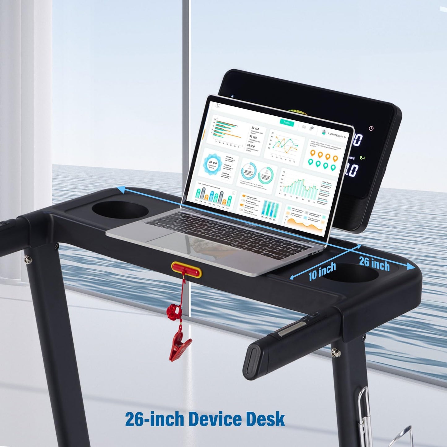 ATEEDGE Treadmills for Home, 350 lbs Capacity, 10 MPH, 3.0HP Incline Treadmill with Bluetooth APP, 17 * 46" Belt, Running Threadmills Machine, LCD Display, 36 Programs