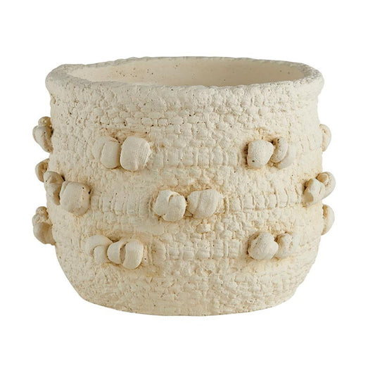 47th & Main Plant Pot Woven Textured Cement Planter for Flowers Succulents Small Plants and More, 5" Dia x 4.5" H, Beige