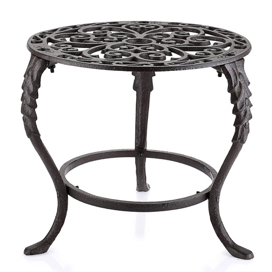 OwnMy Heavy Duty Cast Iron Plant Stand Vintage Iron Flower Pot Holder, Rustic Decorative Round Potted Plant Stand Rack, Indoor Outdoor Metal Plant Holder for Home Garden