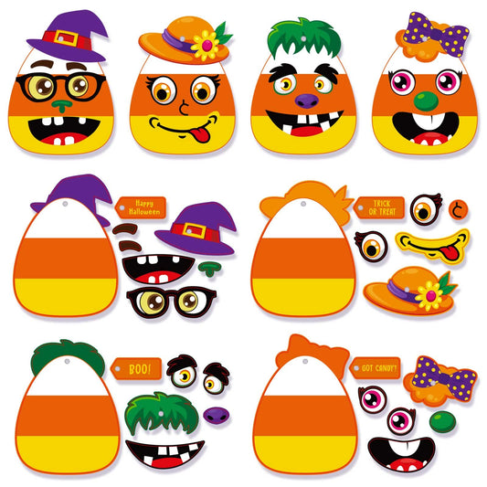 Sumind 36 Sets Halloween Craft Kits for Halloween Candy Corn Sticker DIY Arts Craft Trick or Treat Decorations Fun Home Activities for Party Supplies Arts