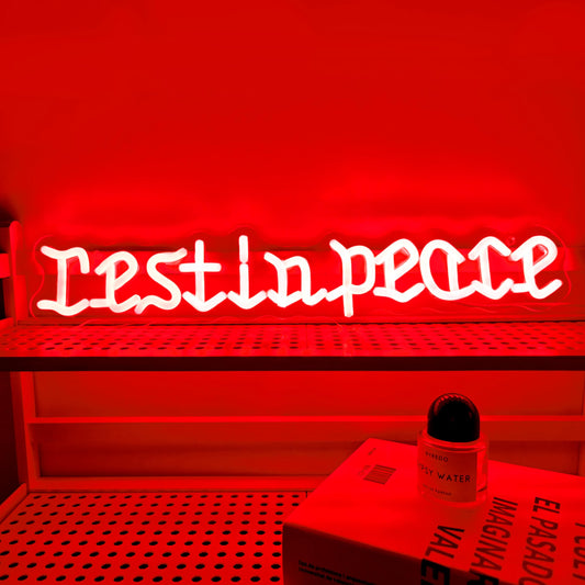 Rest in Peace Red Neon Sign Unique Gothic Halloween Decor Edgy Room Accent Light USB Powered with Dimmer for Bedroom Home Game Room Holiday Party Wall Decor