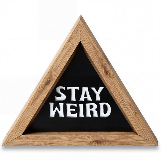Fiwochic 6.8 x 6 Inch Wooden Plaque-stay Weird-retro Gothic Wall Art Witchy Room Decor Gothic Gifts for Woman Man Goth Lover Home Office Bathroom Bar College Decoration