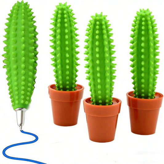 Senroce 3 Pack Cactus Pens, Realistic Plant Pen Artificial Succulent Pot Pens with Cute Novelty Desk Decor And Fun Office Supplies Blue Ink for Coworkers, Friends, Plant Lovers