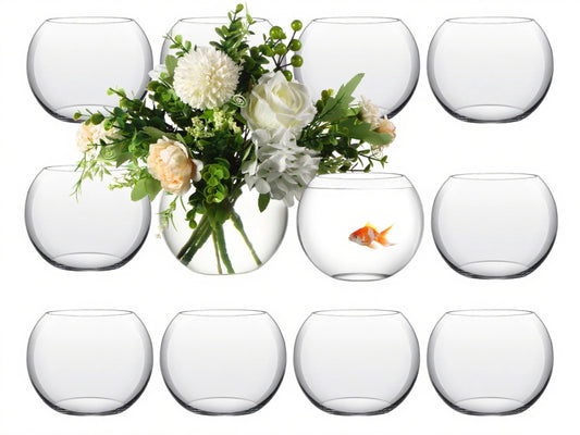 Sawysine 12 Pcs Bubble Bowl Vase Centerpiece 6''W x 5''H Round Glass Flower Vase Bulk Clear Terrarium Fish Bowl for Wedding Event Goldfish Planter Floral Centerpiece Office Home Decor