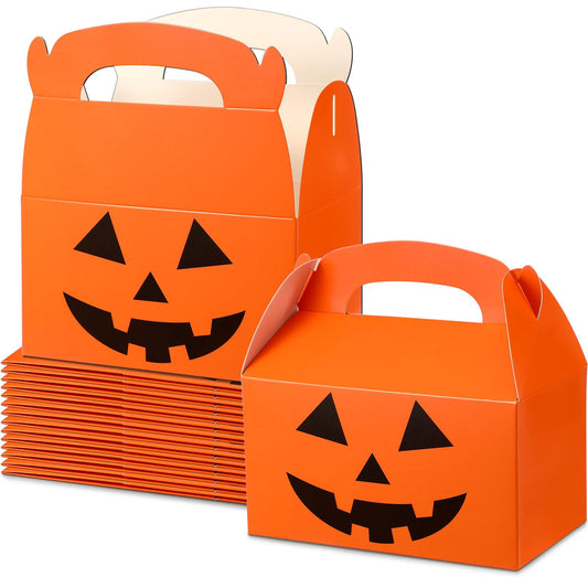 Lincia 50 Pcs Halloween Treat Boxes Candy Boxes Cardboard Pumpkin Box Set Holiday Goodie Bags Bulk for Halloween Birthday Party Treat Cookies Party Favors