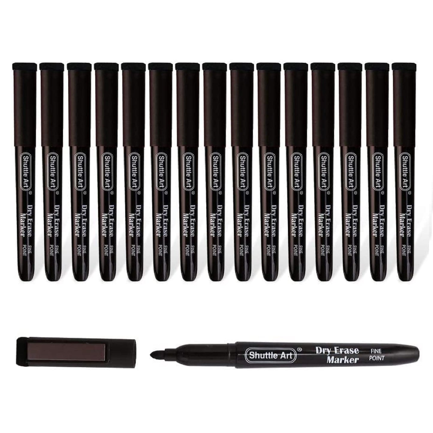 Shuttle Art Black Dry Erase Markers, 60 Pack Magnetic Whiteboard Markers with Erase,Fine Point Dry Erase Markers Perfect For Writing on Whiteboards, Dry-Erase Boards,Mirrors for School Office Home