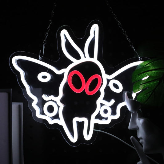 WLFLXG Mothman Neon Sign for Wall Decor, Dimmable Cryptid Led Neon Light for Kids Room Man Cave Decoration, USB Power Neon Lights for Bedroom Party Birthday Gifts