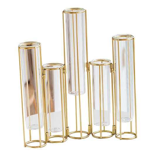 Bothyi Hinged Flower Vase, Test Tube Vase Set with Stand, Hinged Plant Vases Glass Vase, for Home Table Centerpiece