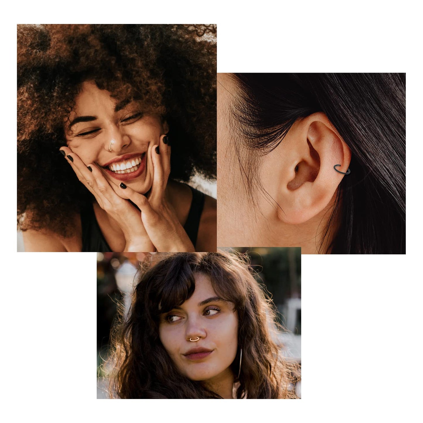 Nose Piercing Nose Rings 16 Gauge Nose Ring Hoop Earrings Silver Septum Ring Nose Hoop 16g Cartilage Earring Septum Clicker Lip Rings Helix Earring Rook Earrings 12mm Septum Jewelry Surgical Steel
