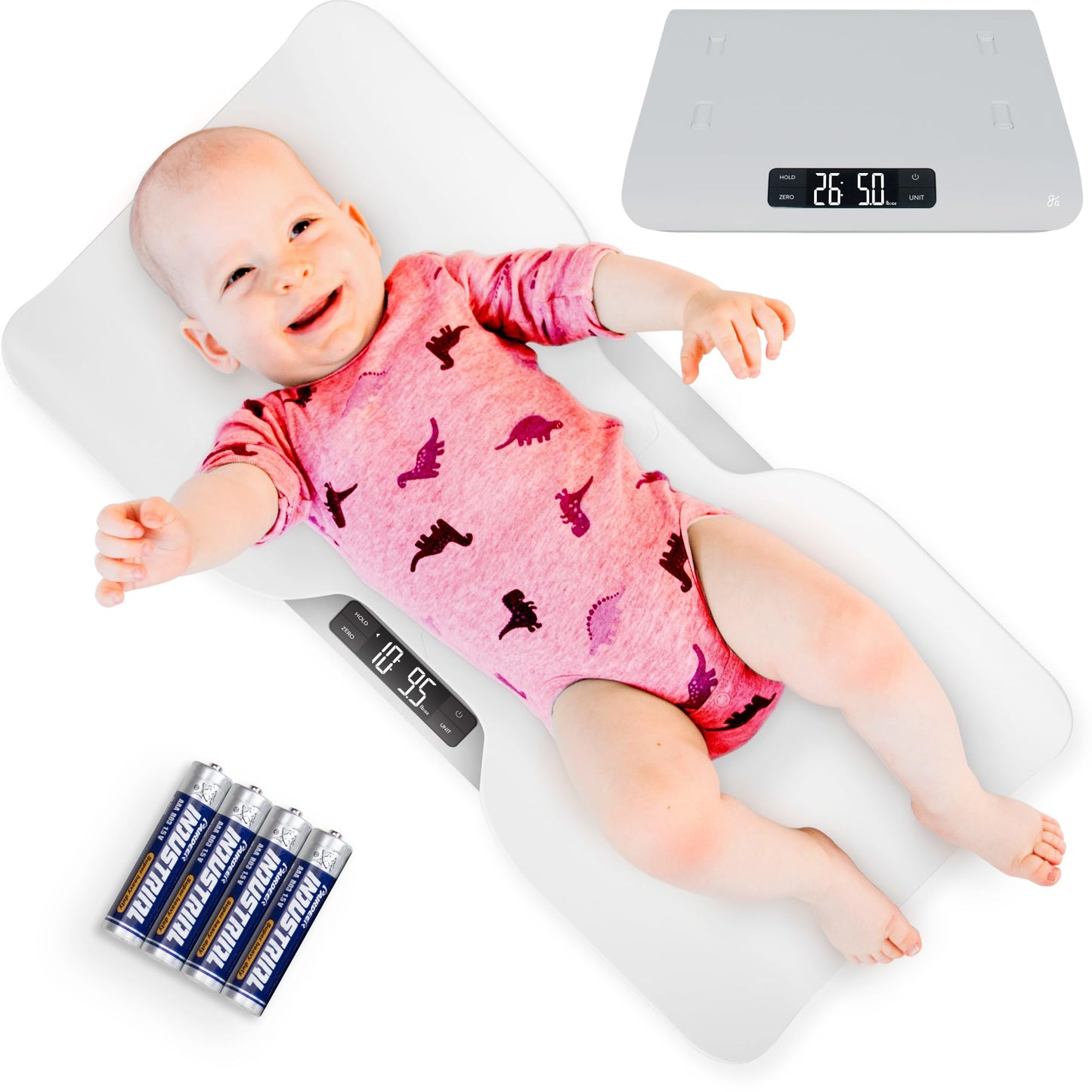 Greater Goods Digital Baby Scale with Tray – Accurate Infant & Toddler Weighing, Hold Function Helps with Baby Movement