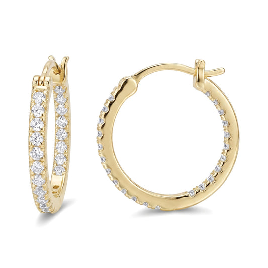 WORFRIL 14K Gold Hoop Earrings for Women Cubic Zirconia Pave Round Hoops Sparkling Lightweight Huggie Style Elegant Jewelry 30mm