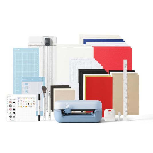 Cricut Joy™ 2 Essential Bundle + Digital Content, Blue - Ultra-Compact Cutting Machine - Perfect for Making Cards, Stickers, Labels, & More - Includes Supplies for 35 Projects + Bonus Digital Content