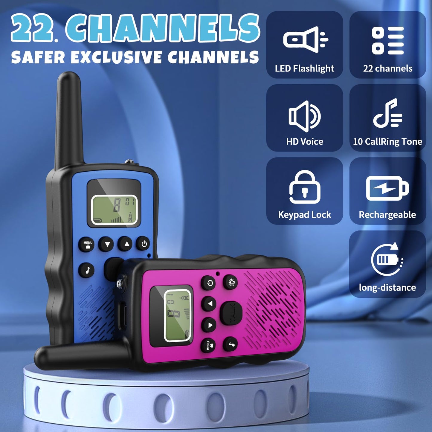 Stem Kits Walkie Talkies for Kids - Science Projects Kit for Kid Age 8-12 Year Old DIY Toys for Teen - Tech Toy Gifts for Boys Girls Ages 10-12 - Rechargeable Walkie-Talkies Long Range 2 Pack