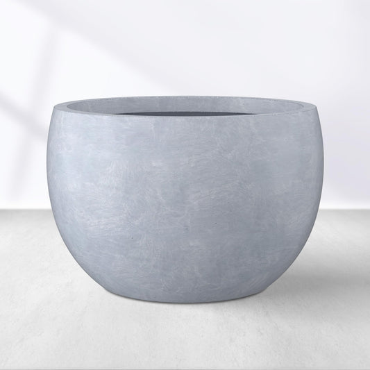 Kante 11.8" Dia Round Concrete Planter, Outdoor/Indoor Large Bowl Plant Pots with Drainage Hole and Rubber Plug for Garden Patio Balcony Home, Gray