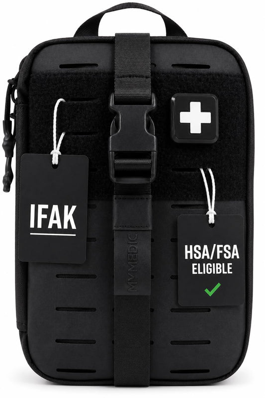 MY MEDIC MyFAK Standard Tactical IFAK & AFAK First Aid Kit - HSA FSA Items - Built in USA - Medical Supplies & Combat Medic Kit for Car, Truck, Vehicle & EDC Emergencies - Tactical Medical Bag, Black