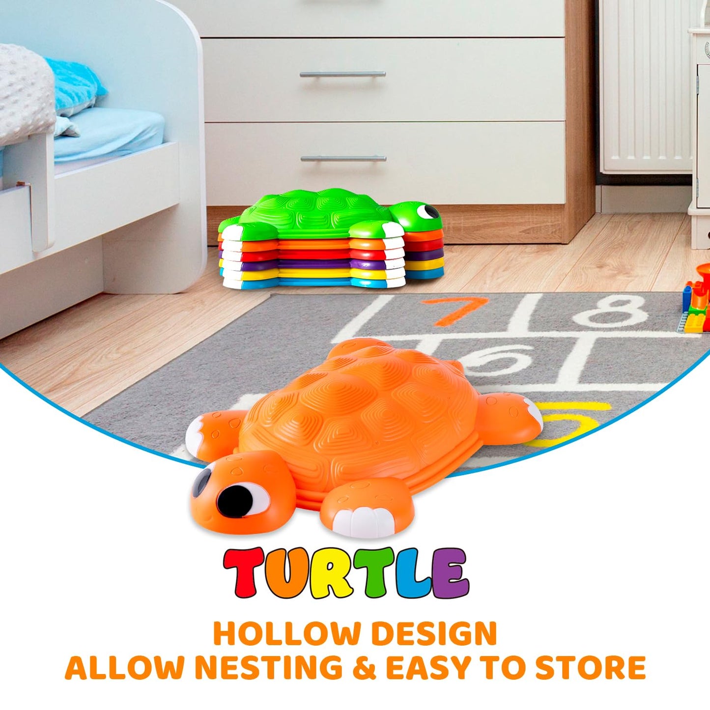 JOYIN Turtle Balance Stepping Stones, 6 Pcs Kids Turtle Jumping Stones Steps Stones Up to 265 Ibs, Toddler Obstacle Course Coordination Game Toys for Ages 3 Years and UP Indoor or Outdoor Play