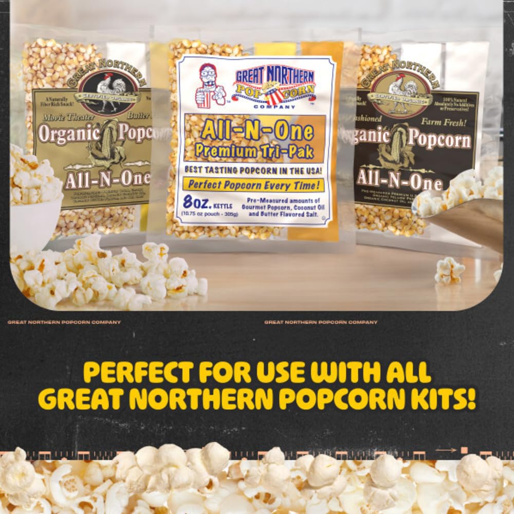 Matinee Popcorn Machine - 8oz Popper with Stainless-Steel Kettle, Reject Kernel Tray, Warming Light, and Accessories by Great Northern Popcorn (Black)