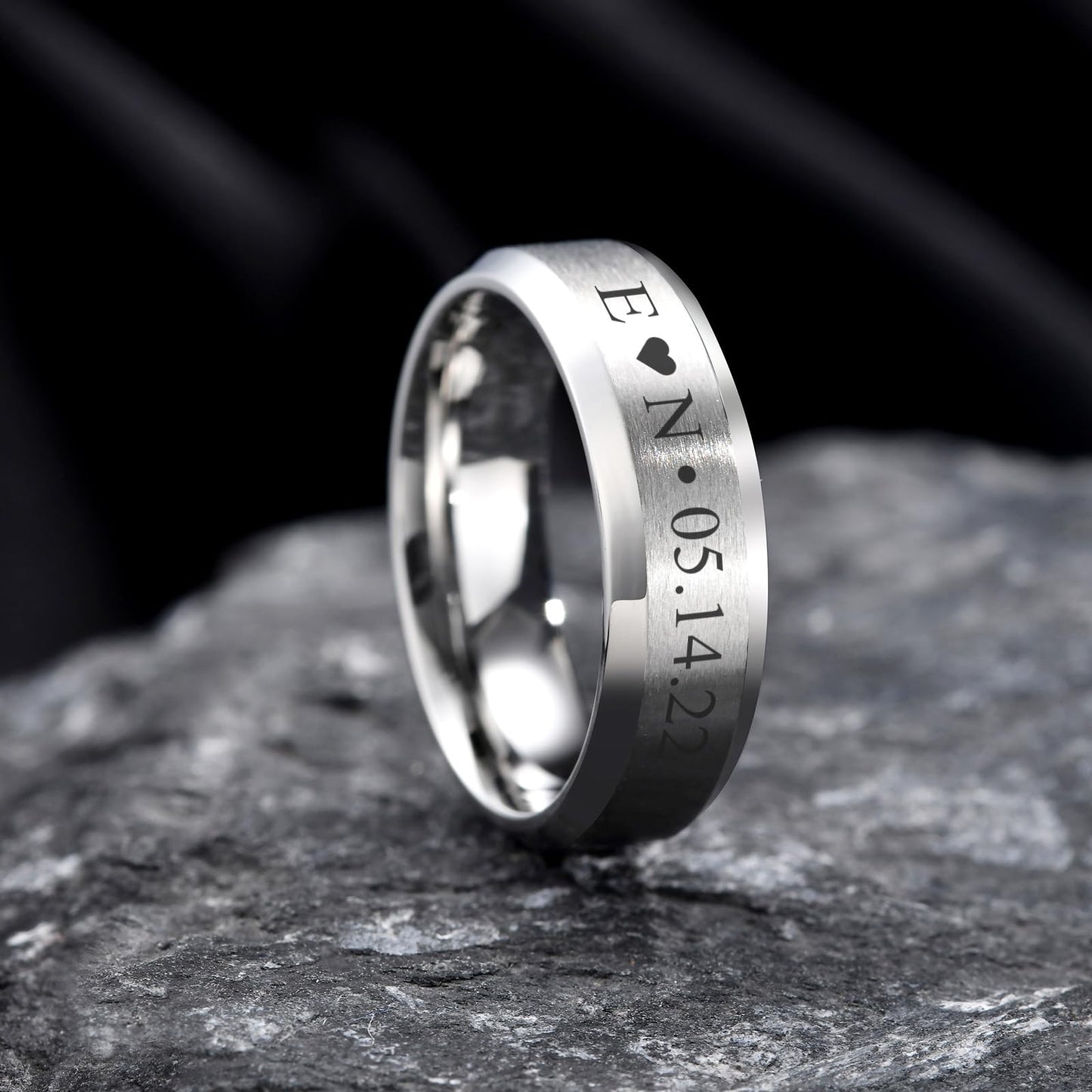 VNOX Customize Personalized 6MM Stainless Steel Simple Matte Brushed Finish Wedding Band Engagement Rings for Men Women,Size 11