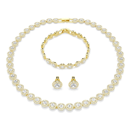 Swarovski Una Angelic set, Set (3), Round cut, Clear, Gold-tone Finish