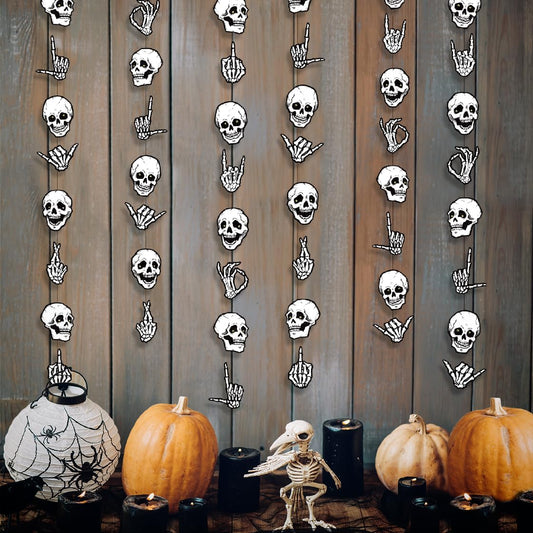 Cheerland Halloween Garland Skull Party Decorations Skeleton Finger for College Banner Spooky Garlands Adult Skeleton Birthday Party Decoration Haunted House Streamers Hanging Teen Dorm Decor 6 Pcs