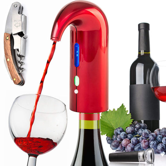 Electric Wine Aerator Dispenser Set – Automatic Wine Decanter & Pourer with LED Display, Best Sellers Rechargeable Wine Pump & Stopper, Perfect Christmas Gifts for Wine Lovers