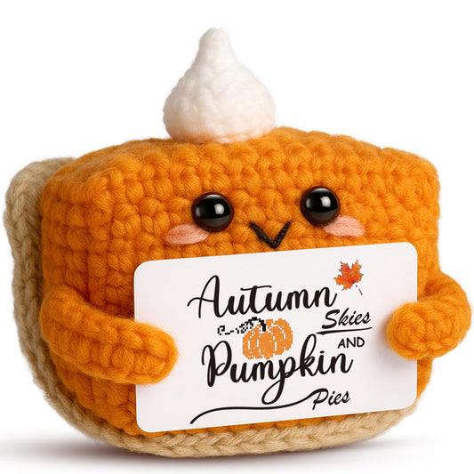 Thanksgiving Fall Decor Mini Pumpkin Pie Crochet Doll, Small Autumn Season Holiday Pumpkin Items Plush Gift, Cute Halloween Home Office Indoor Table Decoration, Christmas Stocking Stuffer Ornament