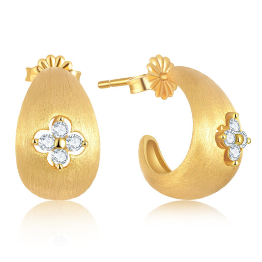 Timelesstar Four Leaf Clover Earrings for Women 14K Gold Hoop Earrings Moissanite Diamond 925 Sterling Silver Dainty Silver Hoop Earrings Gold Earrings