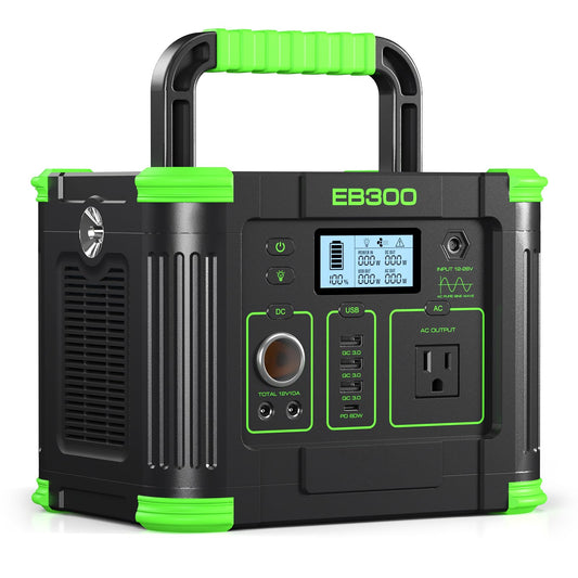 Portable Power Station 330W 288Wh Solar Generator with 60W USB-C PD Fast Charging, Pure Sine Wave AC Outlet, 5W Wireless Charger, LED for Camping, RV, CPAP, Home Emergency Backup, Off-Grid Living