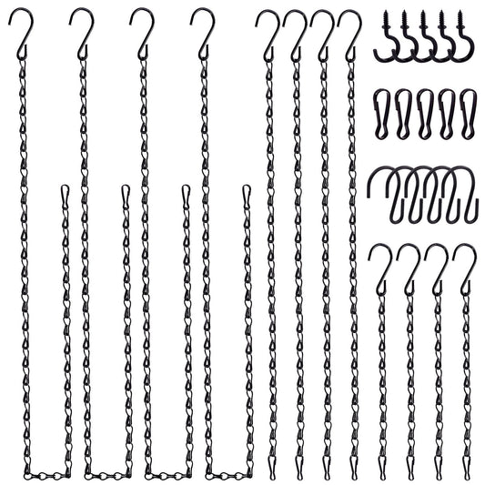 Swpeet 15Pcs Black 9.5 Inch Garden Plant Hangers Hanging Chain Assortment Kit, Garden Plant Hangers Hanging Basket Chains for Decorative