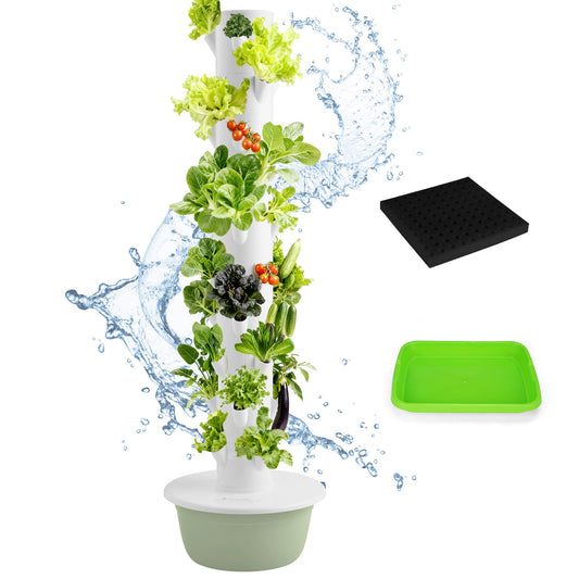 40 Pods Vertical Hydroponic Growing System, Smart Automated Herb Garden Tower with Timer, Indoor Outdoor Hydroponic System for Vegetables, Herbs & Fruits