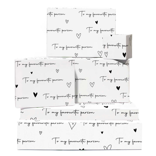 CENTRAL 23 Valentine Wrapping Paper - 6 Sheets of Minimalist Black & White Gift Wrap - Birthday, Anniversary, Wedding - for Him Or Her Husband Wife Fiance - Comes with Tags