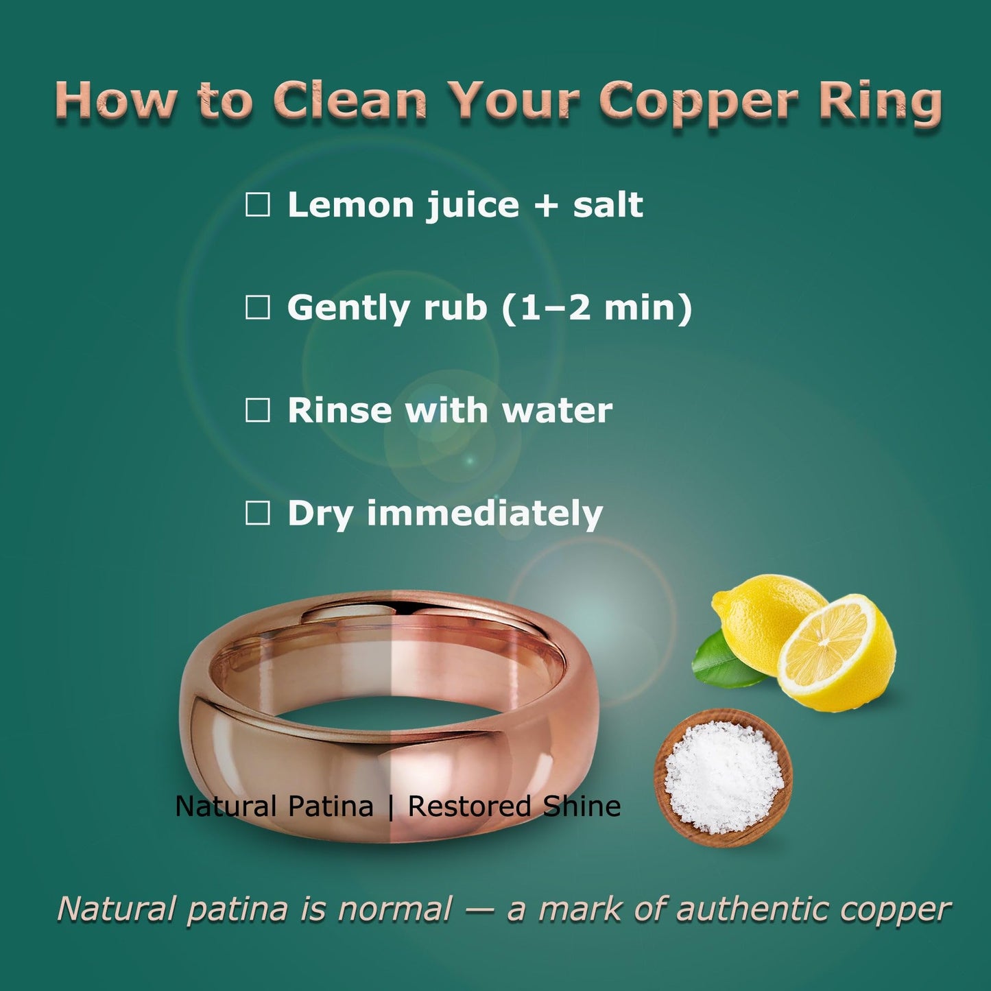 IVY & BAUBLE Pure Uncoated Solid Copper Ring for Men & Women — Lab-Tested, Raw Authentic Copper Band, Wellness Jewelry, Crafted in USA, 6mm, Size 13