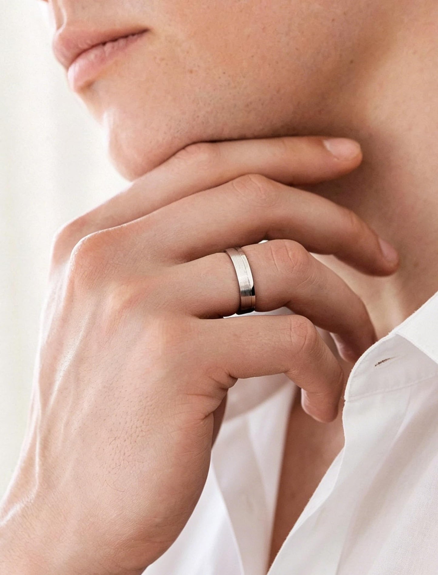 STARCHENIE Men's Wedding Band 925 Sterling Silver, 5MM, Brushed Matte Finish, Comfort Fit, Size 8