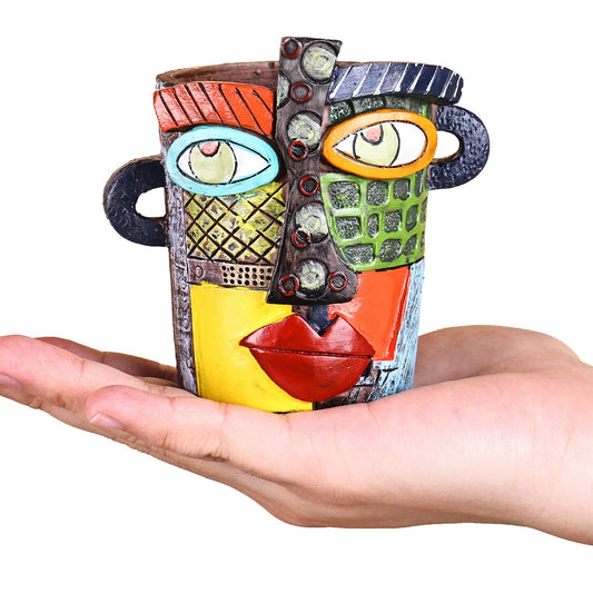 oliruim Mini Face Planters Pots Head, Abstract Colorful Graffiti Cute Mini Pots for Plants with Drainage, Ideal for Indoor Outdoor Unique Planters for Plants (Colored)