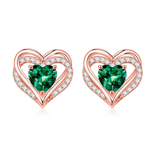Iefil Earrings for Women, 925 Sterling Silver May Birthstone Green Emerald Earrings