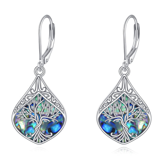 Tree of life Teardrop Earrings Sterling Silver Filigree Irish Celtic Teardrop Drop Earrings Jewelry Gifts For Women (tree of life teardrop earrings)