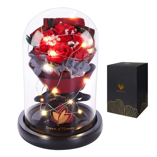 Valentines Day Gifts for Her-Beauty and The Beast Rose,Lasts Forever Red Roses,Light Up Rose in Glass Dome,Gifts for Women,Birthday Gifts for Mom,Wife,Grandma,Anniversary,Mothers,Thanksgiving