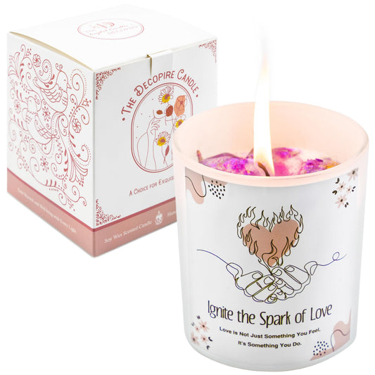 Love Candle Anniversary Wedding Gifts, Engagement Gift, Amethyst Crystal Candle, Couple Gifts for Her, Men, Women, Husband, Wife, Girlfriend, Valentine’s Day, Christmas, Birthday, Rose Scented Candle