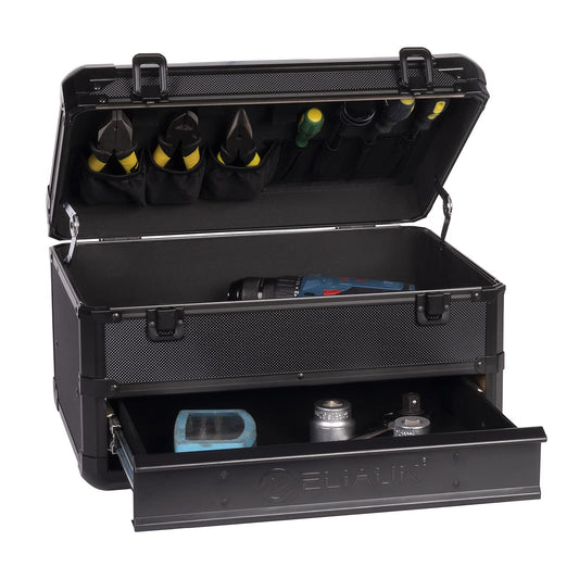 E ELIAUK Tool Box Hard Case Tool Organizer Storage Cabinet Carry Case,Toolbox with Drawers, Black