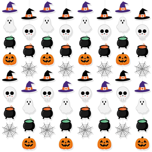 Halloween Hanging Decorations Halloween Party Banner Cute Hallowee Decor with Hallowee Witch Ghost Pattern Card Banner 8PCS Holiday Decorations, Hocus Pocus Hallowee Decorations